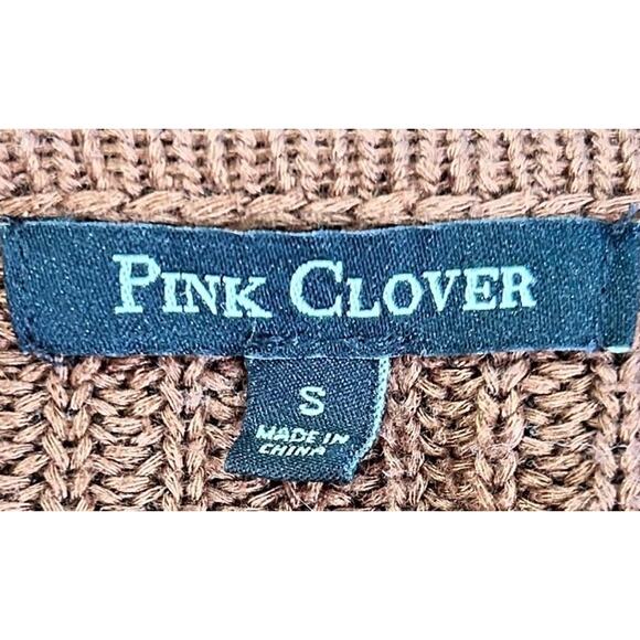 Pink Clover Spice Brown White Striped Cardigan with Pockets - Picture 7 of 8